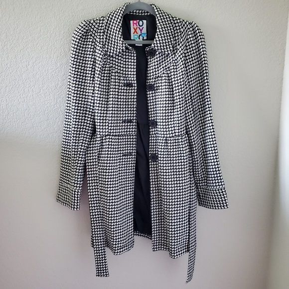 Roxy houndstooth puffsleeves belted coat - Picture 2 of 13